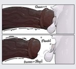 animal_genitalia animal_penis anthro balls big_penis biped brown_body chastity_cage chastity_device dialogue duo equine_genitalia equine_penis erection exclamation_point flared_penis flat_chastity_cage fur genitals heart_symbol huge_penis male male/male penile penis penis_size_difference penises_touching side_view simple_background text two_panel_image white_background white_body white_fur kakhao mammal 2025 absurd_res english_text hi_res