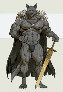 4_toes 5_fingers abs ankle_wraps anthro back_scabbard barefoot biceps big_muscles biped black_claws black_nose black_pawpads broad_shoulders broadsword bulge calf_muscles cheek_tuft chin_tuft claws cloak clothing deltoids digitigrade facial_tuft feet finger_claws fingers fur grey_body grey_fur grey_nipples harness huge_muscles looking_at_viewer male melee_weapon muscular muscular_anthro muscular_male navel nipples orange_eyes pawpads paws pecs quads scabbard simple_background snout solo standing sword tail toe_claws toes trapezius triceps tuft underwear weapon whisker_spots wraps wrist_wraps pacelic b1tw0lf_(b1tw0lf) canid canine canis mammal wolf 2025 hi_res shaded smaller_version_at_source