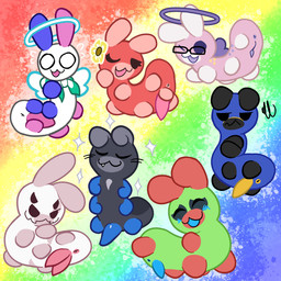 6_feet :3 animal_genitalia anus ass_up balls black_eyes butt eyelashes eyewear femboy feminine feral flower_accessory genital_slit genitals glasses group halo head_accessory inviting looking_at_viewer male no_pupils one_eye_closed open_mouth penis presenting presenting_anus presenting_balls presenting_hindquarters presenting_penis rainbow rainbow_background seductive simple_background slim smile solo tapering_penis wings wink winking_at_viewer y_anus otterjunk bits_and_bops fan_character pinky_(honchkrow36) arthropod caterpillar flow_worms_(bits_and_bops) glowworm grub_(insect) insect larva worm 1:1 2026 character_request digital_media_(artwork) hi_res