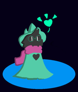 anthro clothed clothing eyewear fur glasses hat headgear headwear heart_symbol horn long_ears scarf simple_background solo pawneschhe_(artist) deltarune undertale_(series) ralsei bovid caprine darkner goat mammal 2018 digital_media_(artwork) hi_res