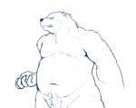 angry male navel nude simple_background slightly_chubby solo white_background shinoda_hamazaki bear mammal monochrome sketch