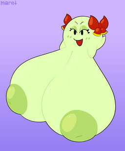 areola big_areola big_breasts black_eyes bow_ribbon breasts female green_areola green_body green_nipples huge_breasts hyper hyper_breasts inverted_nipples looking_at_viewer nipples not_furry open_mouth solo evilfiendish mario_bros nintendo paper_mario lady_bow boo_(mario) ghost spirit 2023 hi_res