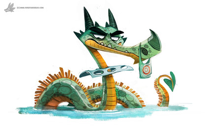 ambiguous_gender annoyed bag black_eyes eyebrows fangs feral green_body green_eyes green_scales horn orange_body orange_scales scales simple_background solo spade_tail tail teeth text trash water white_background piper_thibodeau aquatic loch_ness_monster scalie 2015 5:3 digital_media_(artwork) digital_painting_(artwork) painting_(artwork) url