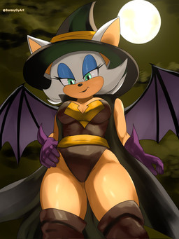 anthro bodysuit boots breasts clothed clothing eyelashes eyeshadow female footwear fur gloves hair handwear hat headgear headwear holidays lipstick makeup membrane_(anatomy) membranous_wings shoes skinsuit smile solo standing tight_clothing wings witch_costume witch_hat soranygyart halloween sega sonic_the_hedgehog_(series) rouge_the_bat bat mammal 3:4 digital_media_(artwork) hi_res