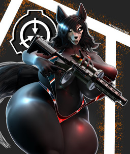 anthro big_tail bikini black_background black_body black_ears black_hair black_sclera black_skin black_tail bone clothed clothing curvy_figure eyebrows female glistening glistening_body glistening_hair glistening_thighs grenade_launcher gun hair holding_gun holding_object holding_ranged_weapon holding_weapon hourglass_figure inner_ear_fluff legs_together long_tail nails navel one-piece_swimsuit outline print_bikini print_clothing print_swimwear ranged_weapon sharp_nails sharp_teeth simple_background skull skull_head solo swimwear tail teeth text thick_thighs tuft two-piece_swimsuit voluptuous voluptuous_anthro voluptuous_female wavy_hair weapon white_eyes white_outline wide_hipped_anthro wide_hipped_female wide_hips wolf_ears wolf_tail mechanicalstage scrag_(modeler) scp_foundation scp-1471-a scp-1471-a_(scrag) canid canine malo mammal 2025 3d_(artwork) absurd_res artist_name digital_media_(artwork) hi_res portrait three-quarter_portrait