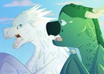 angry blue_eyes duo feral open_mouth sharp_teeth teeth tongue wings squirrelbitezz mythology wings_of_fire moonwatcher_(wof) winter_(wof) dragon icewing_(wof) mythological_creature mythological_scalie nightwing_(wof) scalie