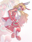 anthro big_breasts bodily_fluids breasts butt cum cum_in_vagina cum_inside female genital_fluids genitals holding_butt nipple_piercing nipples nude piercing presenting presenting_hindquarters rear_view side_view solo tongue tongue_out under_boob vulva flochiie lagomorph mammal hi_res signature