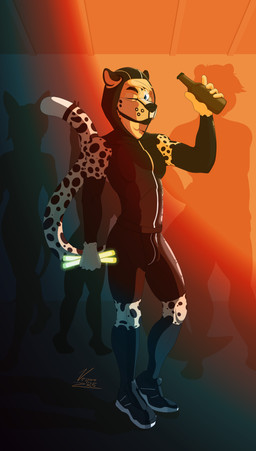 animal_mask anthro armwear black_latex blue_eyes bottle bulge clothing container footwear glowstick hood_up hoodie latex latex_clothing latex_legwear legwear looking_at_viewer male mask one_eye_closed pup_mask raised_tail shoes silhouette silhouetted_body sneakers socks solo tail topwear white_pup_mask wink winking_at_viewer vesper_thee_bat cheetah felid feline mammal 2025 absurd_res hi_res