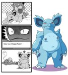 absurd_res anthro areola biped blue_body breasts comic female female_penetrated generation_1_pokemon genitals hi_res hidoihito hitmonchan looking_pleasured male male/female male_penetrating male_penetrating_female nidorina nintendo nipples nude penetration pokemon pokemon_(species) pussy sex text x_eyes