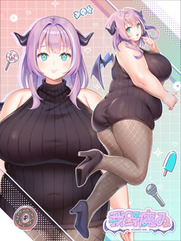 2_horns 5_fingers back_wings belly big_breasts biped black_clothing black_dress black_footwear black_high_heels black_horn black_membrane black_sweater black_topwear black_wings blue_eyes breasts candy chocolate_doughnut clothed clothed_female clothed_humanoid clothing dessert doughnut dress electronics eyelashes female female_humanoid fingers fishnet_clothing fishnet_legwear food footwear front_view furgonomic_topwear furgonomics hair happy heart_cutout high_heels horn huge_breasts legwear logo lollipop medium_hair membrane_(anatomy) membranous_wings microphone navel_outline no_pupils overweight overweight_female overweight_humanoid pastry pink_hair pink_text popsicle rear_view shoes skindentation solo sprinkles sweater sweater_dress text thick_thighs three-quarter_view tight_clothing topwear wings kiyosato_0928 vtuber agano_mai horned_humanoid humanoid succubus winged_humanoid 2023 3:4 character_name colored digital_media_(artwork) digital_painting_(artwork) full-length_portrait half-length_portrait hi_res japanese_description japanese_text official_art painting_(artwork) portrait shaded translation_request