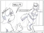 4:3 anthro breasts canid canine clothing comic dialogue duo english_text faf fafcomics female fox greyscale hetty_(faf) jimmy_(faf) male mammal monochrome overweight text