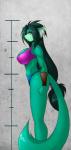 anthro bangs big_breasts blue_eyes bra breasts clothed clothing ear_tuft female fur green_body green_fur green_hair hair huge_breasts inner_ear_fluff long_hair panties solo tuft underwear mastergodai knuckle_up! hawke_(mastergodai) domestic_cat felid feline felis mammal hi_res