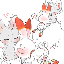anus aroused barely_visible_genitalia barely_visible_vulva biped bipedal_feral blush blushing_profusely bodily_fluids body_blush breath censored_genitalia cheek_tuft chest_tuft cunnilingus dripping duo ear_blush eyes_closed facial_tuft female female_symbol feral fluffy fluffy_tail front_view fur furrowed_eyebrows gender_symbol genitals grey_body grey_fur head_tuft heart_reaction heart_symbol in_heat inner_ear_fluff interspecies male male/female onomatopoeia oral paws penis pink_penis red_body red_fur saliva saliva_drip scut_tail sequential_arrow sex shocked short_tail simple_background sleep_sex sleeping sound_effects symbol tail tail_motion tailwag tapering_penis text tuft vaginal vowelless vowelless_sound_effect vulva vulva_blush white_background white_body white_fur zzz sakaniyame nintendo pokemon generation_5_pokemon generation_8_pokemon minccino pokemon_(species) scorbunny 1:1 2025 censored digital_drawing_(artwork) digital_media_(artwork) hi_res japanese_text pictographics sequence