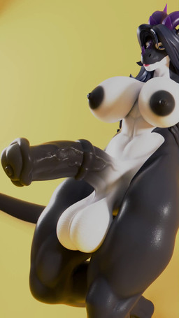animal_genitalia animal_penis anthro areola balls big_balls big_breasts big_penis black_areola black_body black_nipples breasts dark_hair equine_genitalia equine_penis genitals gynomorph horn intersex looking_at_viewer multicolored_body muscular muscular_gynomorph muscular_intersex nipples penis shaking_balls shaking_breasts shaking_penis simple_background solo white_body yellow_background tonyturbo leodamodeler_(modeler) mythology meadow_(meadow.dragon) dragon mythological_creature mythological_scalie scalie 9:16 animated hi_res no_sound short_playtime video
