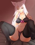 bow_(feature) bow_bra bow_in_front bow_panties bow_underwear bra breasts clothing clothing_bow female hair legwear lingerie looking_at_viewer navel panties slightly_chubby solo stockings underwear white_hair night_creep bakemonogatari black_hanekawa hanekawa_tsubasa animal_humanoid canid canid_humanoid canine canine_humanoid canis dog_humanoid domestic_dog humanoid mammal mammal_humanoid hi_res