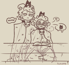 ambiguous_gender bite biting_lip blush bodily_fluids duo genitals heart_symbol male penis size_difference tears under_table vein veiny_penis susuoro cult_of_the_lamb massive_monster_(studio) goat_(cult_of_the_lamb) lamb_(cult_of_the_lamb) red_crown_(cult_of_the_lamb) bovid caprine goat mammal sheep hi_res monochrome sketch