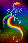 blue_body blue_feathers blue_fur cutie_mark feathered_wings feathers female feral flying fur glistening glowing hair multicolored_hair multicolored_tail outline rainbow_background rainbow_hair rainbow_tail simple_background solo star tail wings bamboodog friendship_is_magic hasbro my_little_pony mythology rainbow_dash_(mlp) equid equine mammal mythological_creature mythological_equine pegasus hi_res