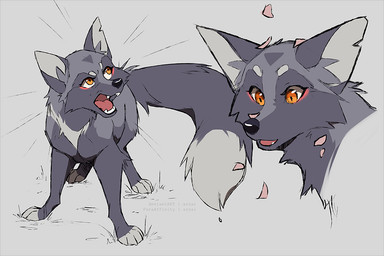 black_nose dipstick_tail fangs female feral fur grey_background grey_body grey_fur grey_markings leaf looking_away markings nude open_mouth orange_eyes simple_background snout solo standing tail tail_markings teeth azzai canid canine fox mammal red_fox silver_fox true_fox 2020 3:2 colored colored_sketch digital_drawing_(artwork) digital_media_(artwork) sketch