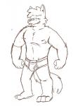 3_toes 4_fingers anthro barefoot biped briefs bulge chest_tuft clothed clothing eyebrows feet fingers fur hair looking_at_viewer male proud solo standing toes topless tuft underwear heyitscousindave cousin_dave canid canine canis coyote mammal 2017 black_and_white flat_colors monochrome sketch