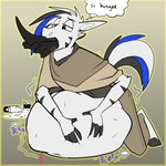 1:1 abdominal_bulge absurd_res anthro belly big_belly clothed clothing dialogue digestion equid equine fatal_vore haan_(character) hi_res imminent_death male mammal onomatopoeia oral_vore partially_clothed rumbling_stomach solo sound_effects text thought_bubble topazknight vore zebra