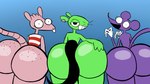 12_oz._mouse adult_swim anthro big_butt black_tail blue_background butt cartoon_network clothing ear_piercing ear_ring eyelashes femboy fitzboi freckled_butt freckled_face freckles green_body group he_is_just_a_rat hi_res huge_butt male mammal mouse mouse_fitzgerald murid murine orangedo69 pattern_clothing pattern_shirt pattern_topwear piercing pink_body purple_body rat rat_snacks ratboy_(he_is_just_a_rat) ring_piercing rodent shirt simon_(rat_snacks) simple_background striped_clothing striped_shirt striped_topwear stripes tail thick_thighs thin_fingers topwear trio white_hands