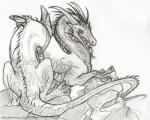 feral gift pose ribbons simple_background solo tail chickenzaur mythology dragon mythological_creature mythological_scalie reptile scalie traditional_media_(artwork)