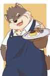 anthro apron beverage clothing eyebrows flan male one_eye_closed scar serving_tray slightly_chubby solo thick_eyebrows waiter wink penguin0700 lifewonders tokyo_afterschool_summoners moritaka_(tas) canid canine canis domestic_dog mammal absurd_res hi_res