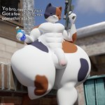 anthro balls big_balls big_penis blue_body blue_fur brown_body brown_fur detailed_background fur genitals gun hyper leaning_on_wall looking_at_viewer male massive_thighs muscular muscular_anthro muscular_male nude penis ranged_weapon rifle shield_potion smug sniper_rifle solo text thick_thighs weapon white_body white_fur wide_hips darkspite epic_games fortnite meowscles domestic_cat felid feline felis mammal 1:1 3d_(artwork) digital_media_(artwork) english_text hi_res