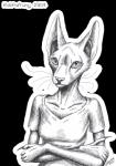 anthro clothed clothing female fully_clothed outer_highlight outline simple_background solo transparent_background kekpafrany domestic_cat felid feline felis mammal 2014 alpha_channel graphite_(artwork) half-length_portrait hi_res portrait traditional_media_(artwork)