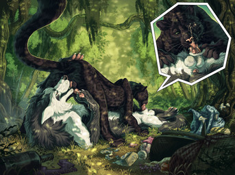 69_position anal animal_genitalia animal_penis anus balls black_body black_fur bodily_fluids cum cum_on_face detailed_background duo erection feline_genitalia feline_penis feral feral_on_feral fur genital_fluids genitals grass grey_body grey_fur licking male male/male melanistic on_grass on_ground oral outside penile penis penis_lick plant rimming sex tongue tongue_out white_body white_fur vera-panthera nintendo pokemon eliv jumwo canid canine felid feline generation_3_pokemon leopard mammal mightyena pantherine pokemon_(species) 2021 absurd_res digital_media_(artwork) hi_res