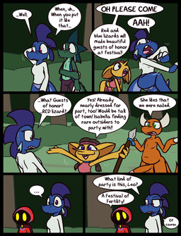 2_horns 4_fingers anthro balls big_balls big_penis black_body blue_body blue_clothing blue_hood blue_markings blue_robe blue_scales blue_topwear blue_vest bodily_fluids bottomless bottomwear brown_inner_ear cape claws clothed clothing dialogue erection female finger_claws fingers forest genitals glans green_body green_eyes green_pupils green_scales group hair hand_on_head holding_melee_weapon holding_object holding_polearm holding_spear holding_weapon horn loincloth male markings melee_weapon midriff motion_lines no_pupils nude open_clothing open_topwear open_vest orange_balls orange_penis outside pants penis pink_bottomwear pink_clothing pink_glans pink_loincloth pink_shirt pink_topwear pink_vulva plant polearm pupils purple_bottomwear purple_clothing purple_eyes purple_hair purple_pants purple_pupils red_cape red_clothing red_hood red_robe robe scales sharp_teeth shirt slightly_chubby slightly_chubby_anthro slightly_chubby_male smile spear speech_bubble sweat teeth text topwear tree vest vulva weapon white_claws white_clothing white_horn white_shirt white_topwear yellow_body yellow_eyes yellow_skin ultilix european_mythology mythology emerald_(ultilix) isabella_(ultilix) leo_the_magician ruby_(ultilix) to-be-named-later demon dragon goblin mythological_creature mythological_scalie scalie shadow_creature western_dragon 2025 comic english_text hi_res brother_(lore) brother_and_sister_(lore) sibling_(lore) sister_(lore)