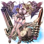 1:1 armwear big_breasts blonde_hair breasts clothed clothing demon demon_humanoid digital_media_(artwork) dulcieze_(eden's_ritter_grenze) eden's_ritter_grenze female fishnet_armwear fishnet_clothing fishnet_legwear footwear gatling_gun gun hair hi_res high_heels horn horned_humanoid huge_breasts humanoid legwear leotard machine_gun minigun missile monster_girl_(genre) naglfar not_furry pink_eyes purple_hair ranged_weapon solo spade_tail succubus tail thick_thighs weapon