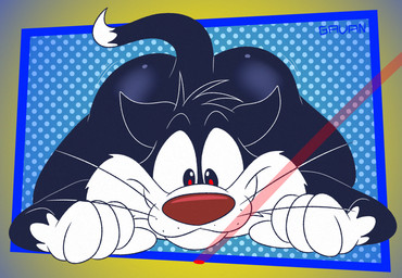 4_fingers all_fours anthro ass_up belly big_butt biped black_body black_eyes black_fur bubble_butt bulging_eyes butt butt_focus butt_jiggle cheek_tuft curling_tail dipstick_tail dotted_background ears_outwards facial_tuft fingers focused front_view fur glistening glistening_butt gloves_(marking) happy head_tuft huge_butt jiggling kneeling laser laser_pointer male markings motion_lines nude pattern_background pivoted_ears pose raised_tail red_nose reflection_in_eyes shaking_butt simple_background slightly_chubby slightly_chubby_anthro slightly_chubby_male smile solo tail tail_markings toony tuft whisker_spots whiskers white_belly white_body white_fur white_hands white_sclera white_tail_tip wide_hips wiggle_lines gavanzude looney_tunes warner_brothers sylvester_(looney_tunes) domestic_cat felid feline felis mammal tuxedo_cat 2026 alternate_version_at_paywall colored digital_drawing_(artwork) digital_media_(artwork) flat_colors hi_res pinup signature