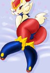 anthro big_butt breath bulge bulge_from_behind butt clothing femboy heart_symbol male open_mouth rear_view red_body red_eyes simple_background solo thong underwear white_body mkiiisystem nintendo pokemon cinderace generation_8_pokemon lagomorph mammal pokemon_(species) hi_res