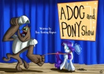2013 absurd_res angry blue_eyes canid cutie_mark diamond_dog_(mlp) duo english_text equid equine female feral friendship_is_magic gem hair hasbro hi_res horn jowybean mammal my_little_pony mythological_creature mythological_equine mythology rarity_(mlp) stage text title_card unicorn