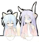 blue_eyes blue_hair dating duo eyes_closed female hair mole_under_eye iro_59 lucky_star kagami_hiiragi konata_izumi animal_humanoid canid canid_humanoid canine canine_humanoid fox_humanoid humanoid lagomorph lagomorph_humanoid leporid_humanoid mammal mammal_humanoid rabbit_humanoid hi_res