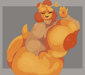 anthro big_breasts big_butt breasts butt clothing female fur nipples solo sweater topwear wide_hips yellow_body yellow_fur emobunny animal_crossing nintendo isabelle_(animal_crossing) canid canine canis domestic_dog mammal absurd_res hi_res