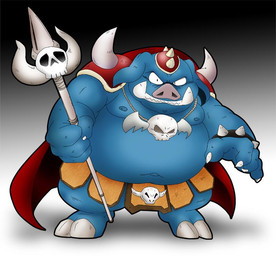 anthro armor belly big_belly blue_body headgear helmet kemono looking_at_viewer male moobs nipples overweight overweight_male smile solo standing weapon mogpon nintendo the_legend_of_zelda ganon mammal suid suine sus_(pig) wild_boar 2025