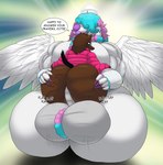 anthro balls big_balls big_butt big_muscles big_pecs big_penis body_hair butt clothing duo ear_piercing femboy femboy/femboy genitals hairy_balls heart_symbol huge_balls huge_butt huge_muscles huge_pecs huge_penis hyper hyper_balls hyper_butt hyper_genitalia hyper_penis jacket long_nails male male/male muscular muscular_femboy pecs penis piercing size_difference sound_effects text topwear wide_hips wings alythewolfcat lillian_ritsava vincent_lundi angel canid canine canis domestic_dog hyena mammal poodle power_(angel) spotted_hyena absurd_res english_text hi_res