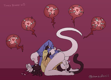 anthro balls balls_deep big_balls black_body black_fur bodily_fluids butt clothed clothing cum cum_in_vagina cum_inside dominant dominant_male duo excessive_cum excessive_genital_fluids feet female foot_grab from_front_position fur genital_fluids genitals heart_symbol impregnation interspecies interspecies_impregnation kissing kissing_while_penetrated kissing_while_penetrating male male/female mating_press multicolored_body multiple_ova ovum ovum_with_heart partially_clothed pawpads penetration raised_tail sex sperm_cell submissive submissive_female tail torn_clothing vaginal vaginal_penetration white_body amadboii fao_k._kitan sofus domestic_cat felid feline felis mammal reptile scalie snake tuxedo_cat