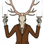 antlers blood bodily_fluids bone deer_skull horn skull solo voodoo voodoo_doll unknown_artist rusty_lake rusty_lake_roots albert_vanderboom deer mammal 1:1 absurd_res hi_res