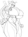 animal_ears big_breasts blush bodily_fluids bodysuit breasts clothed clothed_female clothed_humanoid clothing female genital_fluids hair huge_breasts long_hair looking_down nipple_outline plugsuit pussy_juice_through_clothing skinsuit solo sweat tail thick_thighs tight_clothing vaginal_fluids wet wet_clothing wide_hips thevarking neon_genesis_evangelion animal_humanoid cat_humanoid felid felid_humanoid feline feline_humanoid humanoid mammal mammal_humanoid 2025 black_and_white hi_res monochrome