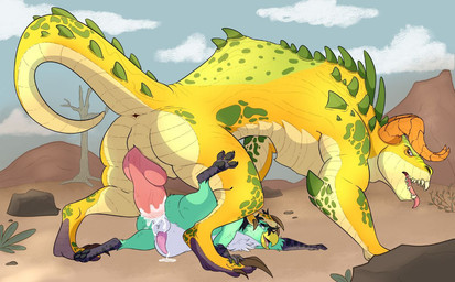 anal anal_penetration bodily_fluids cum cum_in_ass cum_inside duo feral genital_fluids genitals male male/male penetration penis jaydaygecko sarianabt fallout final_fantasy microsoft square_enix sio avian bird chocobo deathclaw lizard reptile scalie