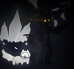 anthro claws crystal fluffy grey_background grey_body long_claws simple_background white_body yellow_eyes zenyathegreatt kaiju_paradise ghost_pup_(kaiju_paradise) felid ghost gootraxian mammal panther_gootraxian spirit