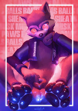 animal_genitalia anthro balls bottomless bottomless_anthro bottomless_male clothed clothing eyewear feet finger_in_sheath fingers fully_sheathed fur genitals glasses looking_at_viewer male open_clothing open_topwear pawpads sheath sitting solo spread_legs spreading tail text toes topwear wearing_glasses sidekick domestic_ferret mammal mustelid musteline true_musteline weasel digital_media_(artwork) english_text hi_res