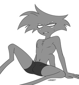 4_arms bulge chest_tuft clothed clothing male multi_arm multi_eye multi_limb simple_background solo spats tuft underwear underwear_only white_background enaic31 hazbin_hotel hellaverse arackniss_(hazbin_hotel) arachnid arthropod demon humanoid spider hi_res monochrome