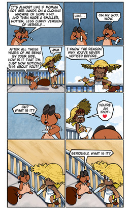 adolescent armband beach brown_body brown_fur brown_hair choker clothed clothing day dialogue dress duo eyewear female fence feral food footwear fur gesture hair hand_gesture hat headgear headwear jewelry leaning_on_fence looking_at_another male necklace outside pigtails pointing popsicle sandals semi-anthro shoes speech_bubble standing summer sun_hat sunglasses text young young_female young_feral young_human young_male fullhero cashew_and_belle belle_(fullhero) cashew_(fullhero) human mammal rodent sciurid tree_squirrel 2025 comic english_text hi_res adopted_(lore) adoptive_sibling_(lore) brother_(lore) brother_and_sister_(lore) sibling_(lore) sister_(lore)
