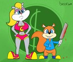 anthro blood bodily_fluids clothed clothing duo female knife male bitsofjam conker's_bad_fur_day rareware berri conker chipmunk ground_squirrel mammal rodent sciurid tree_squirrel