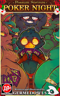 age_difference age_restriction anthro arm_hair arm_warmers armwear beak bodily_fluids body_hair brown_body bulge card chest_hair claws clock clothed clothing crotch_lines eyeliner eyeshadow eyewear female female_anthro fingerless_gloves flower flustered glasses glint gloves green_body grey_body group handwear licking licking_lips makeup male male/female male/male male_anthro overweight overweight_anthro plant playing_card red_eyes sharp_teeth smile sweat teal_body teeth text tongue tongue_out toothy_grin topless topless_anthro topless_female topless_male underwear watch salamikii night_in_the_woods bruce_(nitw) germ_warfare_(nitw) jenna_(nitw) mr._chazokov mr_santello_(nitw) stan_borowski avian bear bird canid canine canis crocodile crocodilian domestic_cat felid feline felis mammal pallas's_cat reptile scalie wolf cover cover_art cover_page hi_res