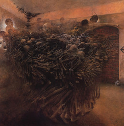 ambiguous_gender bone fusion group inside merging nightmare_fuel not_furry skeleton zdzislaw_beksinski eldritch_abomination ghost monster spirit 1980 painting_(artwork) traditional_media_(artwork)